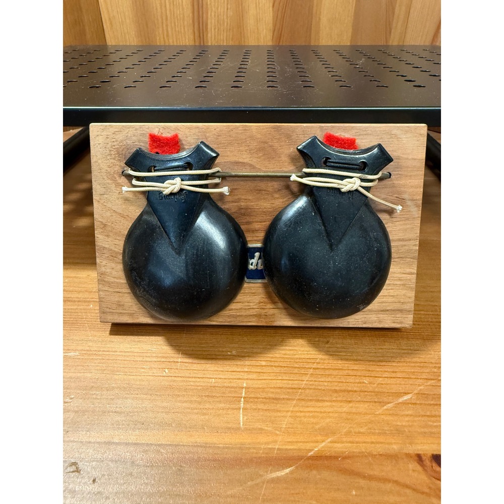 Vintage Ludwig Wood Block Mounted Castanets Percussion Instrument Pair